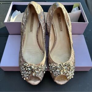 Vera Wang Embellished Peep toe ballet flat